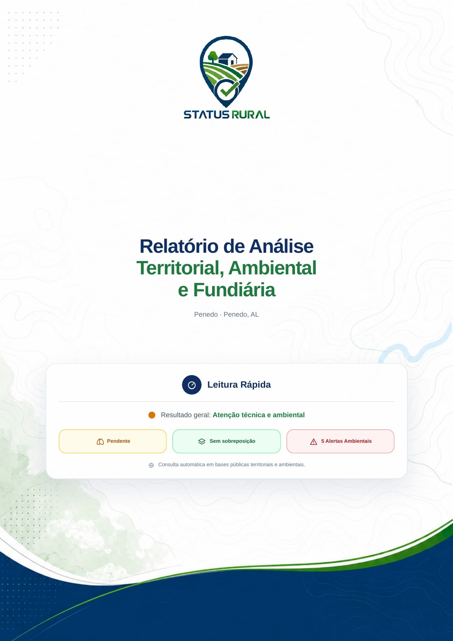 Exemplo do relatório PDF Status Rural